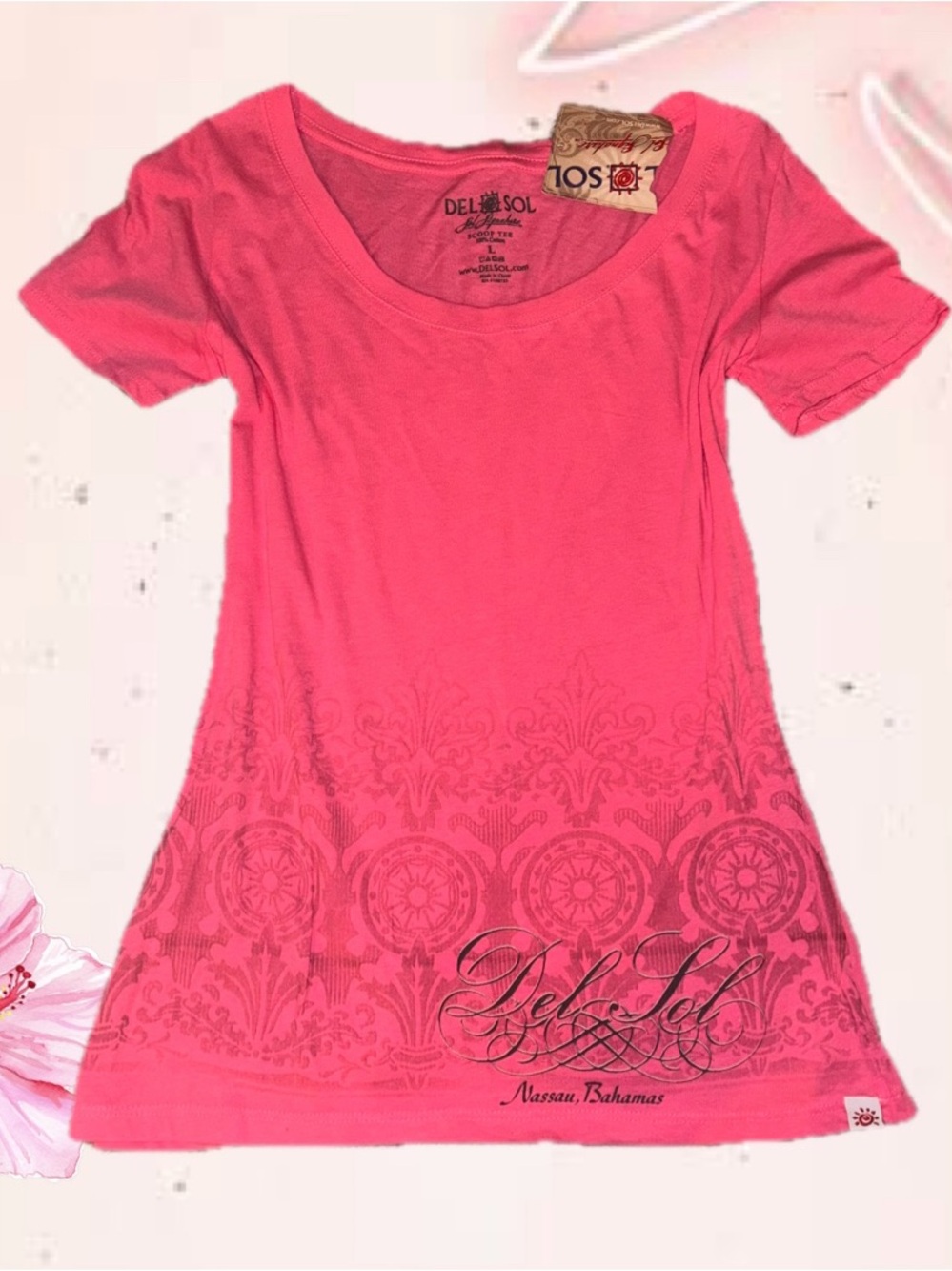 Y2K Style • Deadstock • NWT • Hot Pink Del Sol Nassau, Bahamas Graphic Tee